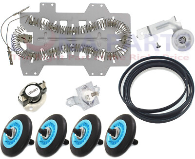 DV210AEW/XAA Samsung Dryer Heater Fuses Pulley Belt Rollers Kit