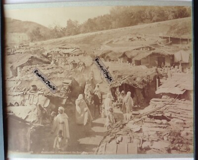 GRANDE PHOTO albumine CONSTANTINE campement des Beni chassés ALGERIE AL183