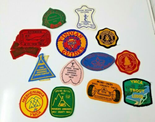 YMCA Indian Guides Patches Kitchinodin Meshenuwha Vintage Set of 13 1970s 