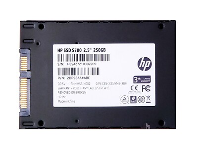 HP 250GB S700 SERIES 2.5'' SATA III SSD 3D NAND 2DP98AA#ABC *Low Hours*