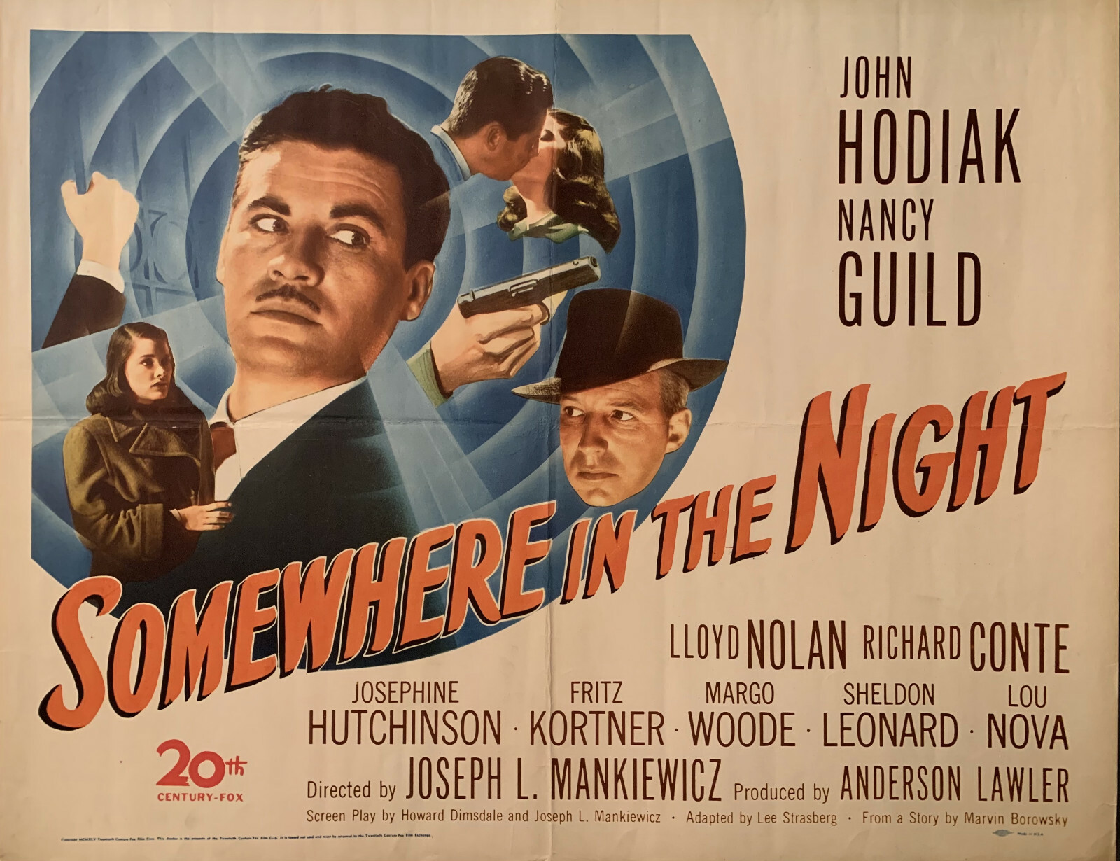 SOMEWHERE IN THE NIGHT - ORIGINAL 1946 FILM NOIR HALF SHEET