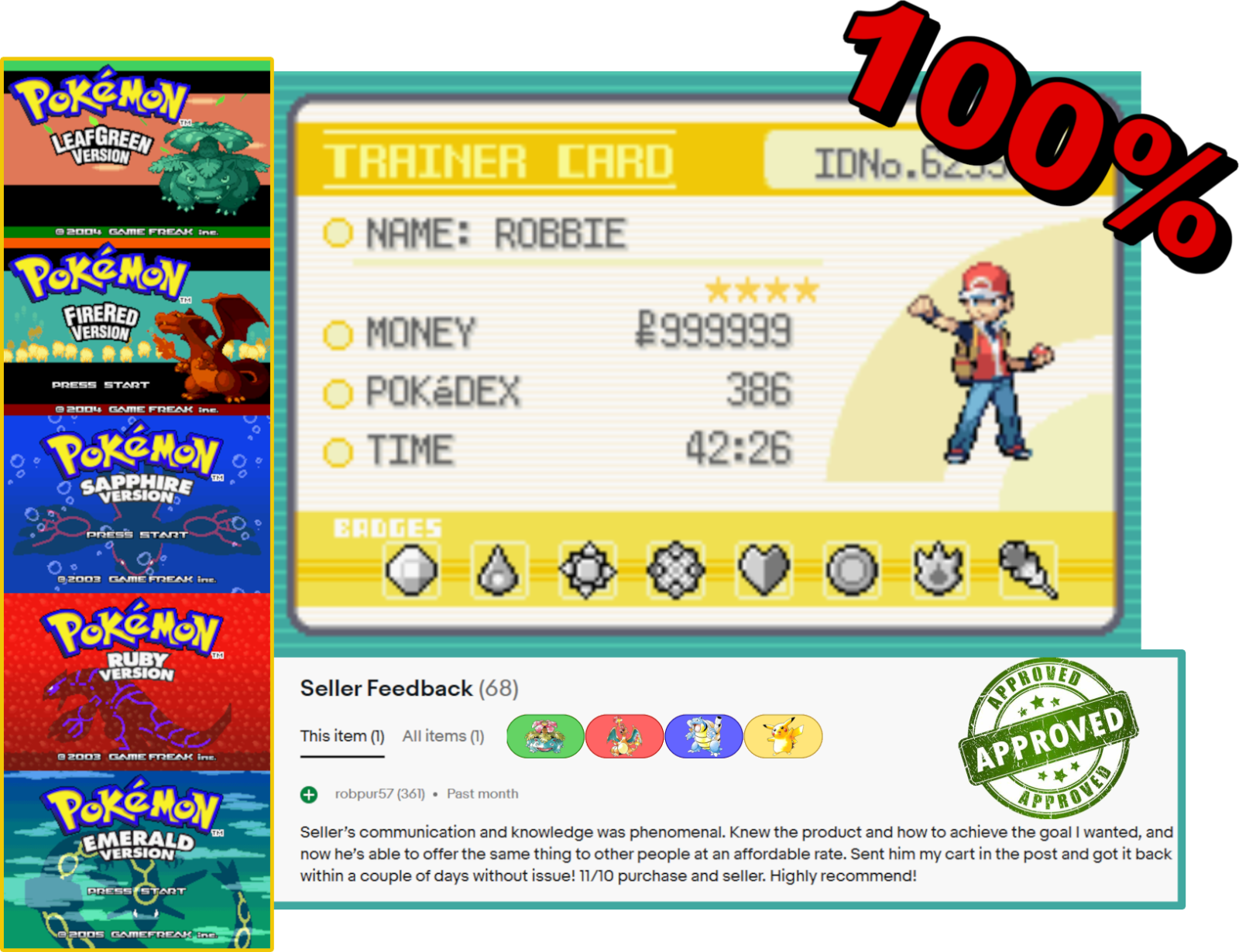 Pokemon Leaf Green/Fire Red/Ruby/Sapphire/Emerald GEN3 Gba Full POKEDEX+Events | eBay Pokemon Leaf Green/Fire Red/Ruby/Sapphire/Emerald GEN3 Gba Full POKEDEX+Events | eBay