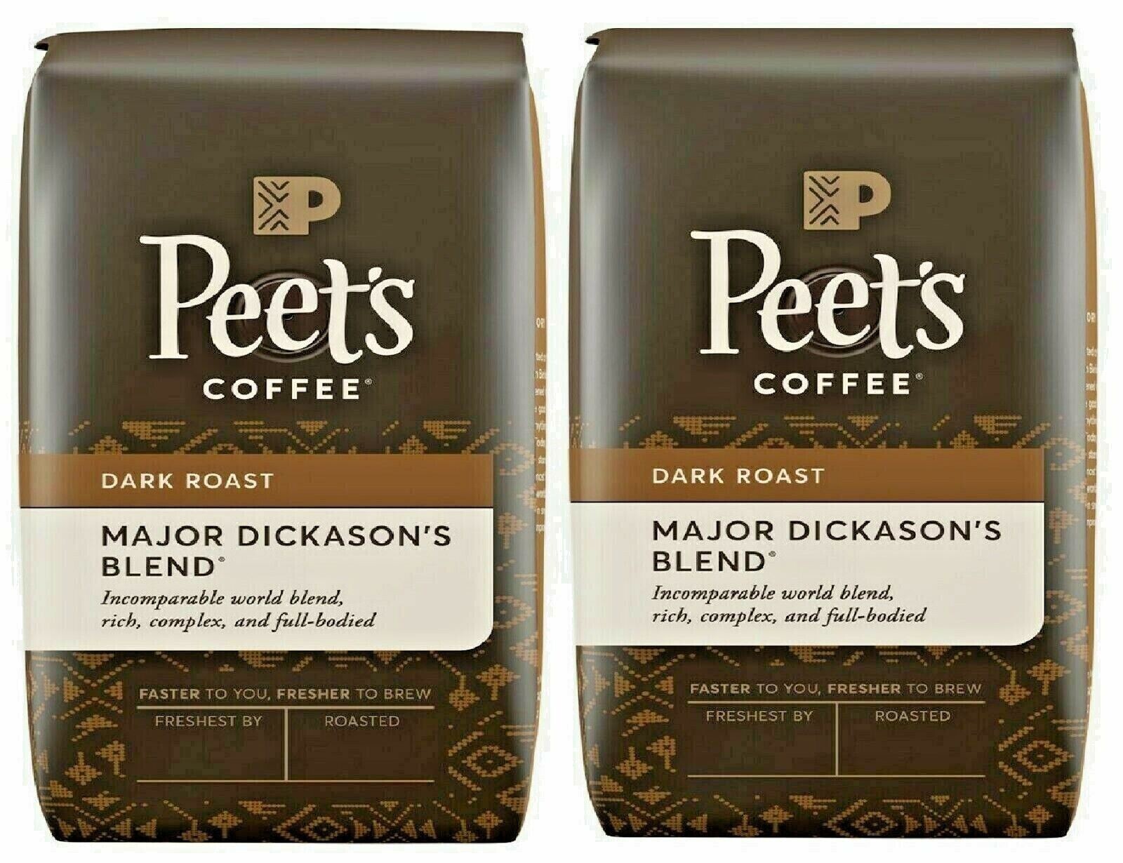 2 Packs&nbsp;Peet's Coffee Major Dickason's Blend Deep Roast, Wh