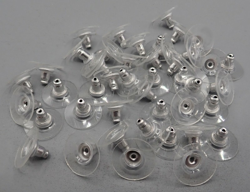 11x6mm Ohrstopper Plastik Verschluss Ohrstecker Silberfarben 2-200stk. Sb 927