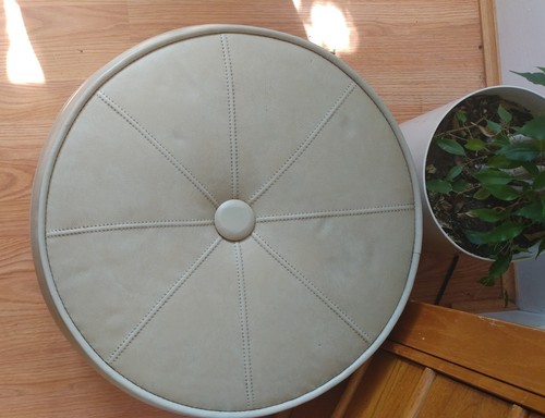 Vintage Large Round hassock Ottoman Foot Stool Vinyl