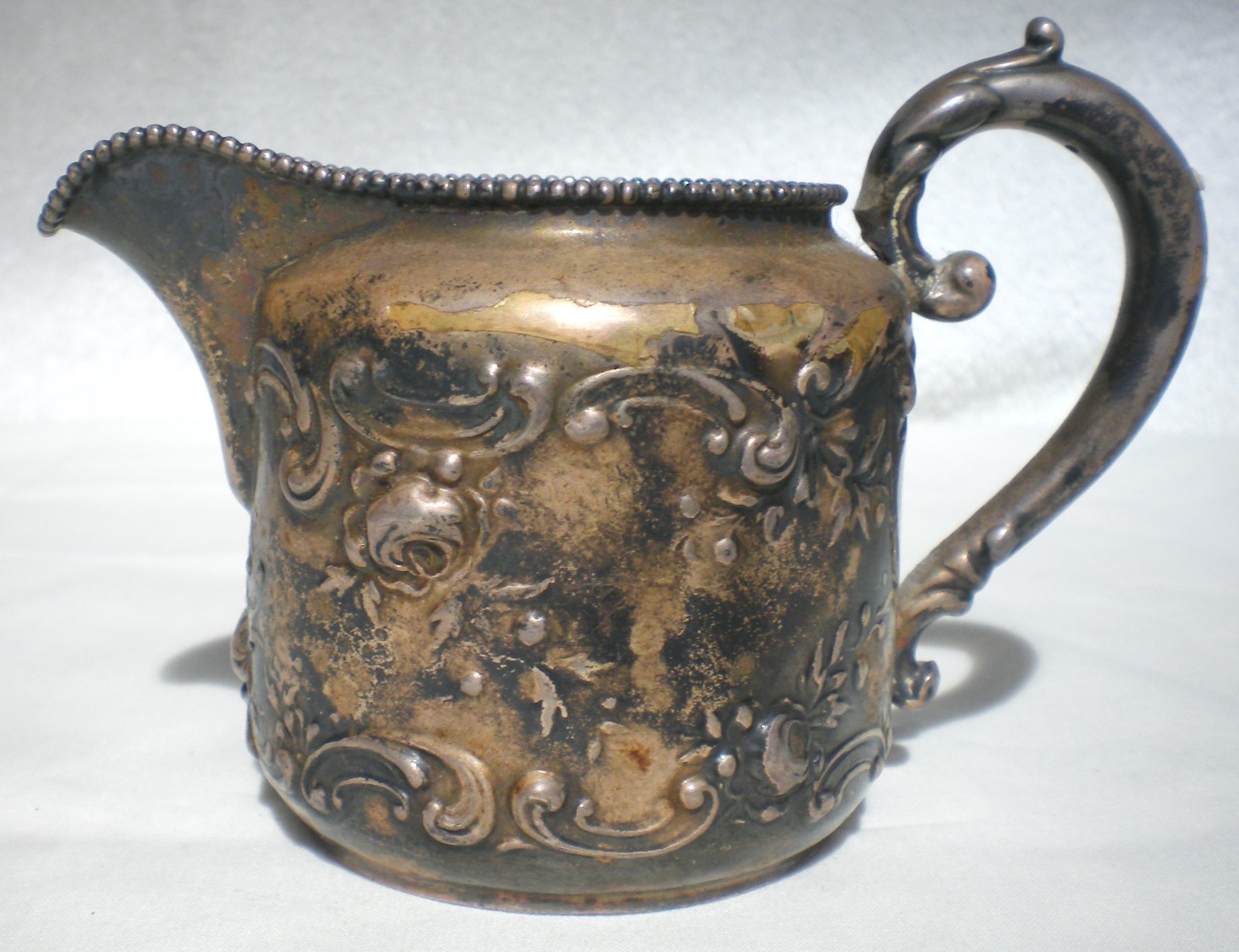 Mermod & Jaccard's Sterling Silver Cream Pitcher Beaded Rim Rare Gorham Antique