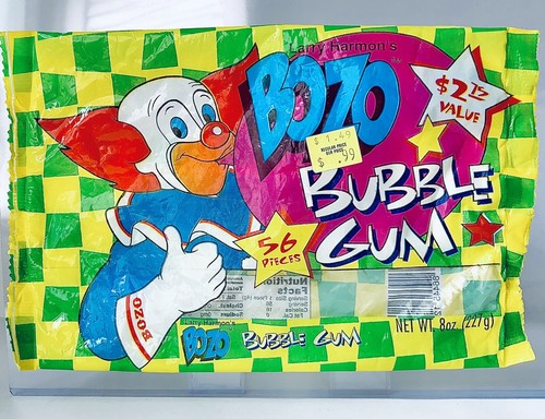 Vintage 1997 LARRY HARMON'S BOZO Bubble Gum BULK BAG WRAPPER