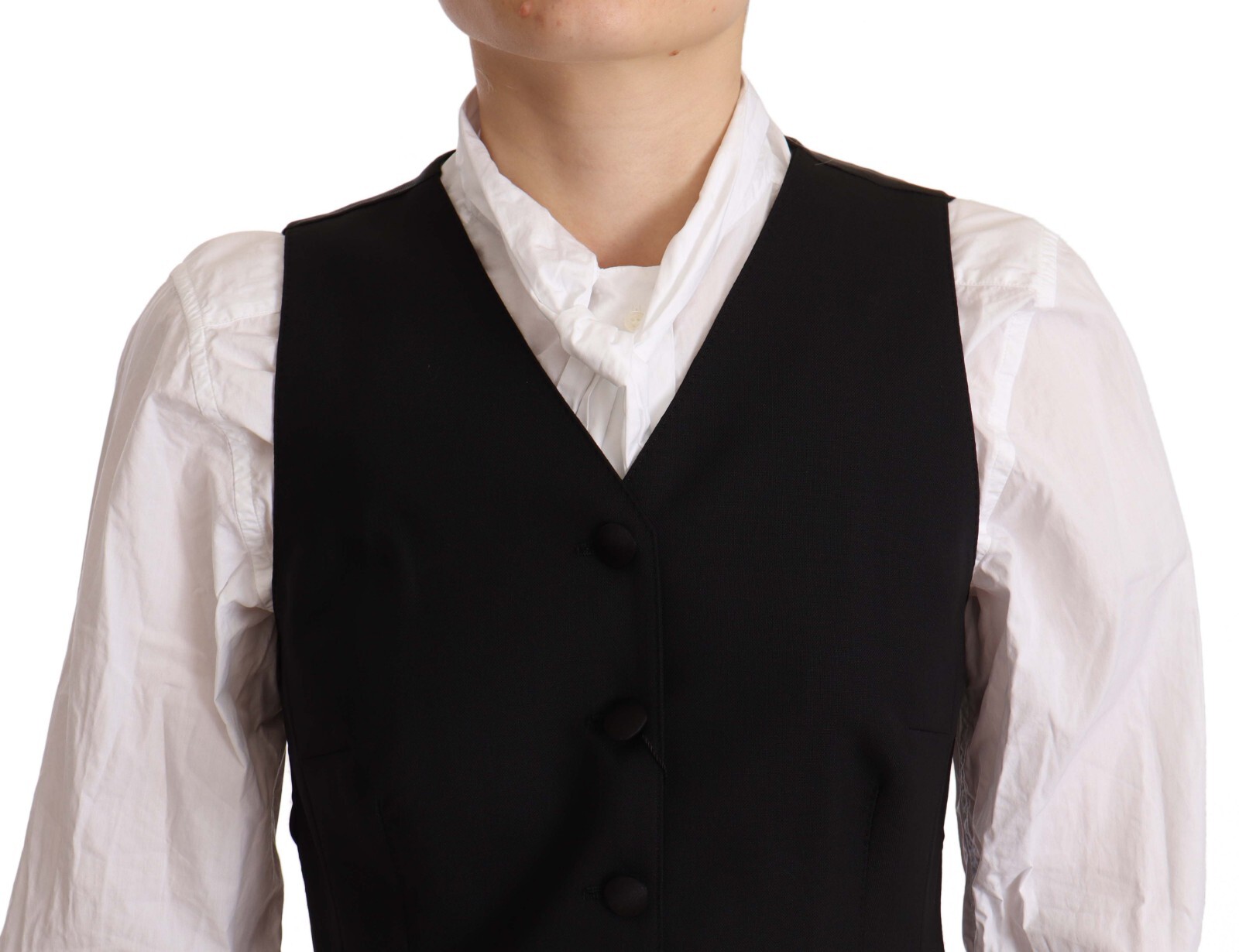Pre-owned Dolce & Gabbana Top Viscose Black Button Down Sleeveless Vest It42/us8/m $550