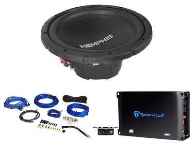 Memphis Audio SRX1244 12'' 500w SRX Car DVC Subwoofer Sub+Mono Amplifier+Amp Kit