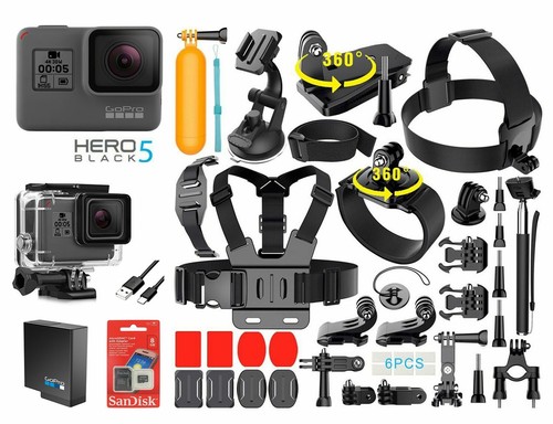 GoPro HERO 5 Black Edition Touch-Screen Camera + 40 PCS Sports Accessory Bundle