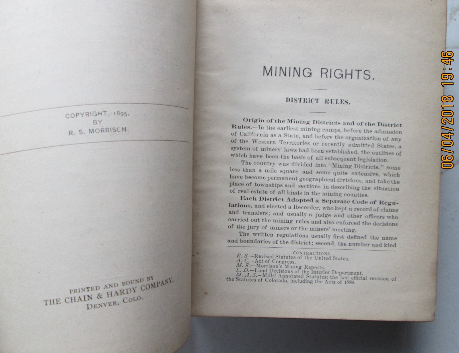 Mining Rights in the Western States and Territories - r s morrison 1895