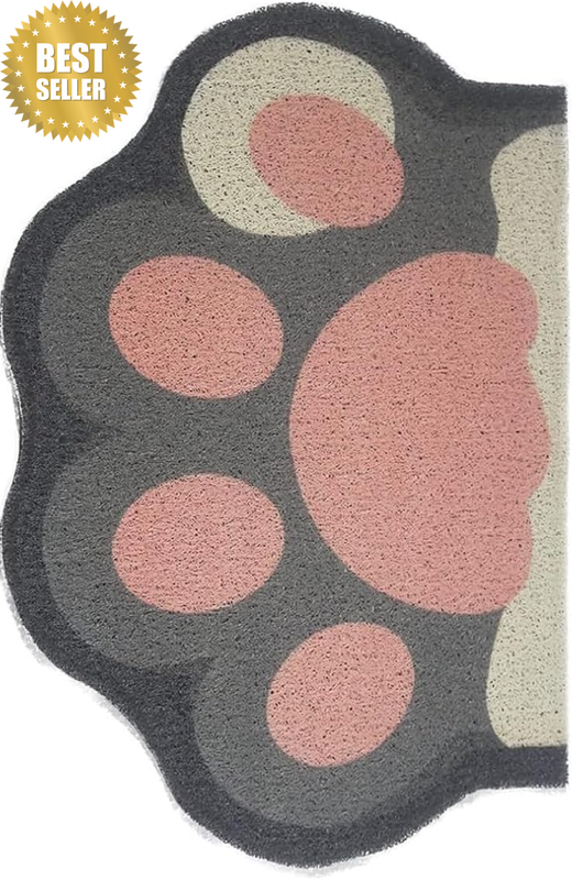 Cute Cat Litter Trapping Mat, Traps Mess from Litter Box and Pet Food Bowl, Soft