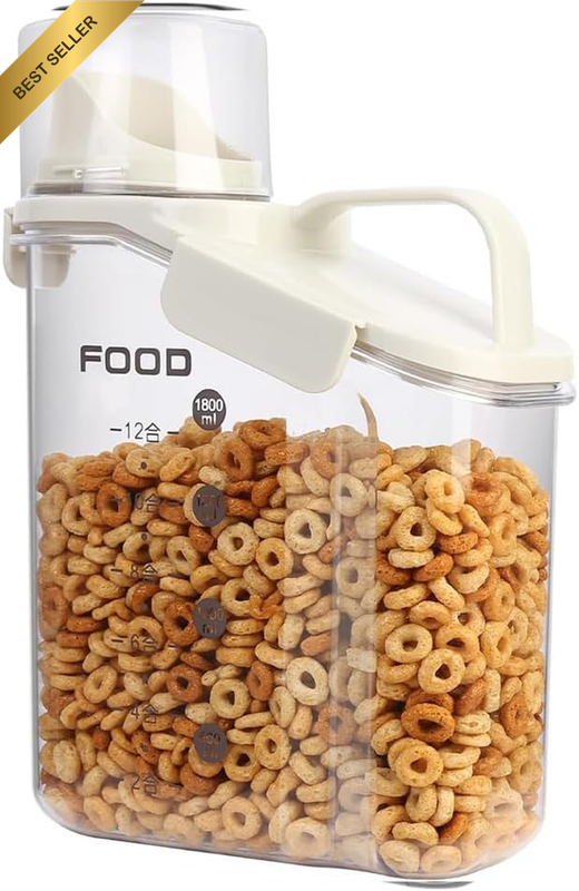 2.8L Airtight Food Storage Containers, Flour Sugar Store Vessel with Cup and Pou