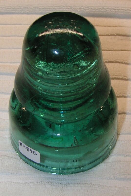Pennsylvania Railroad Telegraph Green Glass Insulator Top Marked PRR xc