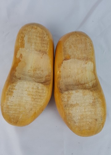 Pair of Decorated Made in Holland Wooden Shoes Child Size 23, 15.5 cm
