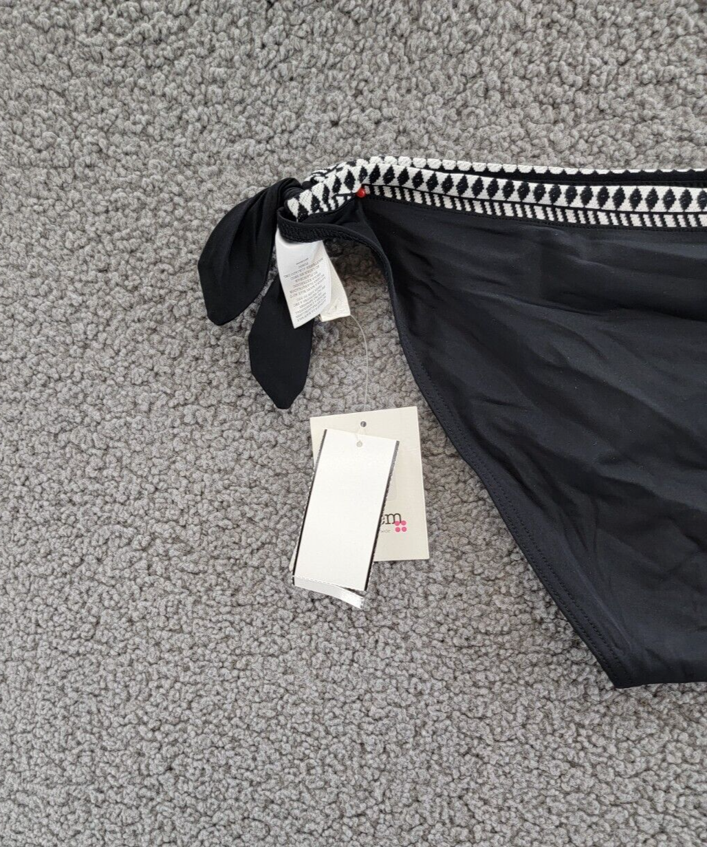 Lemlem Lucy Embroidered Trim Bikini Bottoms Women's L Black/White Tie Closure - Picture 13 of 16