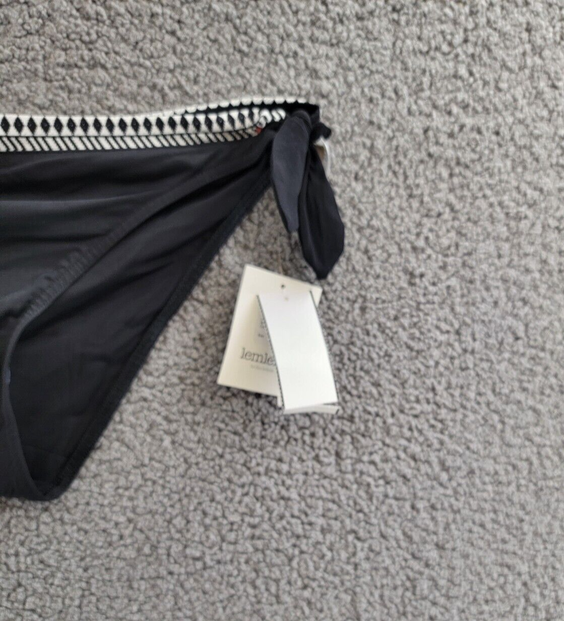 Lemlem Lucy Embroidered Trim Bikini Bottoms Women's L Black/White Tie Closure - Picture 4 of 16