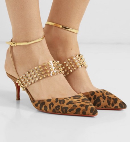 Christian Louboutin Levita 55 PVC Gold Spike Heels Sz36 $945
