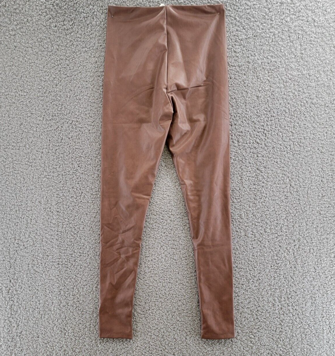 Aqua Faux Leather High Waist Leggings Women's XS Walnut Elastic Waist Pull On - Picture 11 of 15