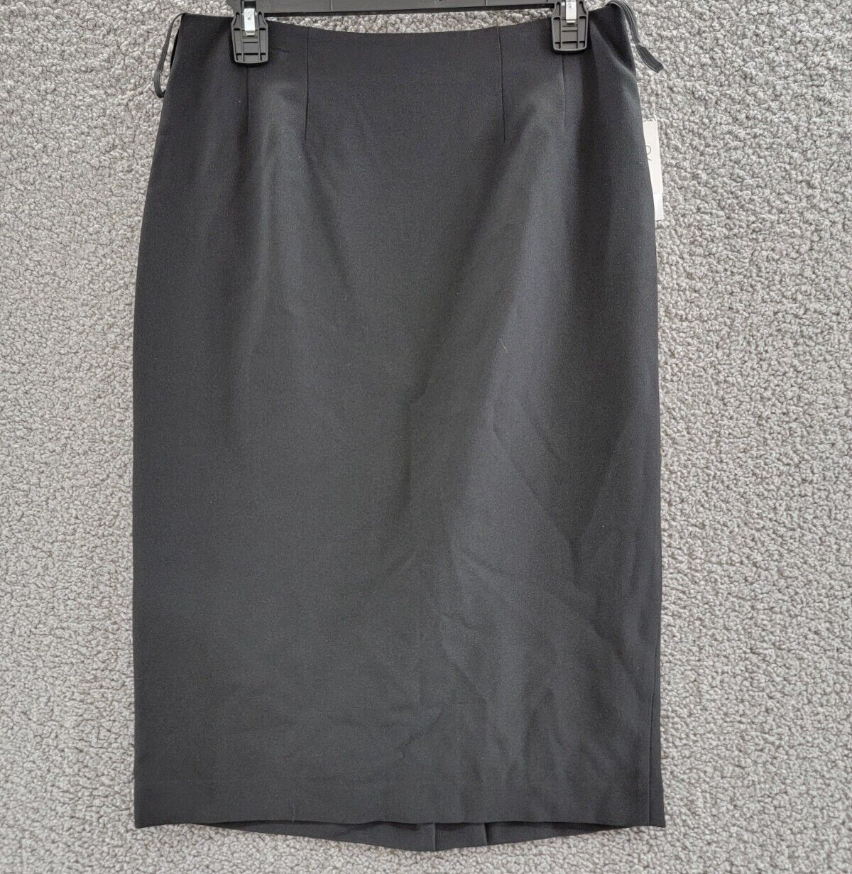 Kasper Crepe Pencil Midi Skirt Women's 4 Black Solid Slit Back Zipped Closure - Picture 1 of 15