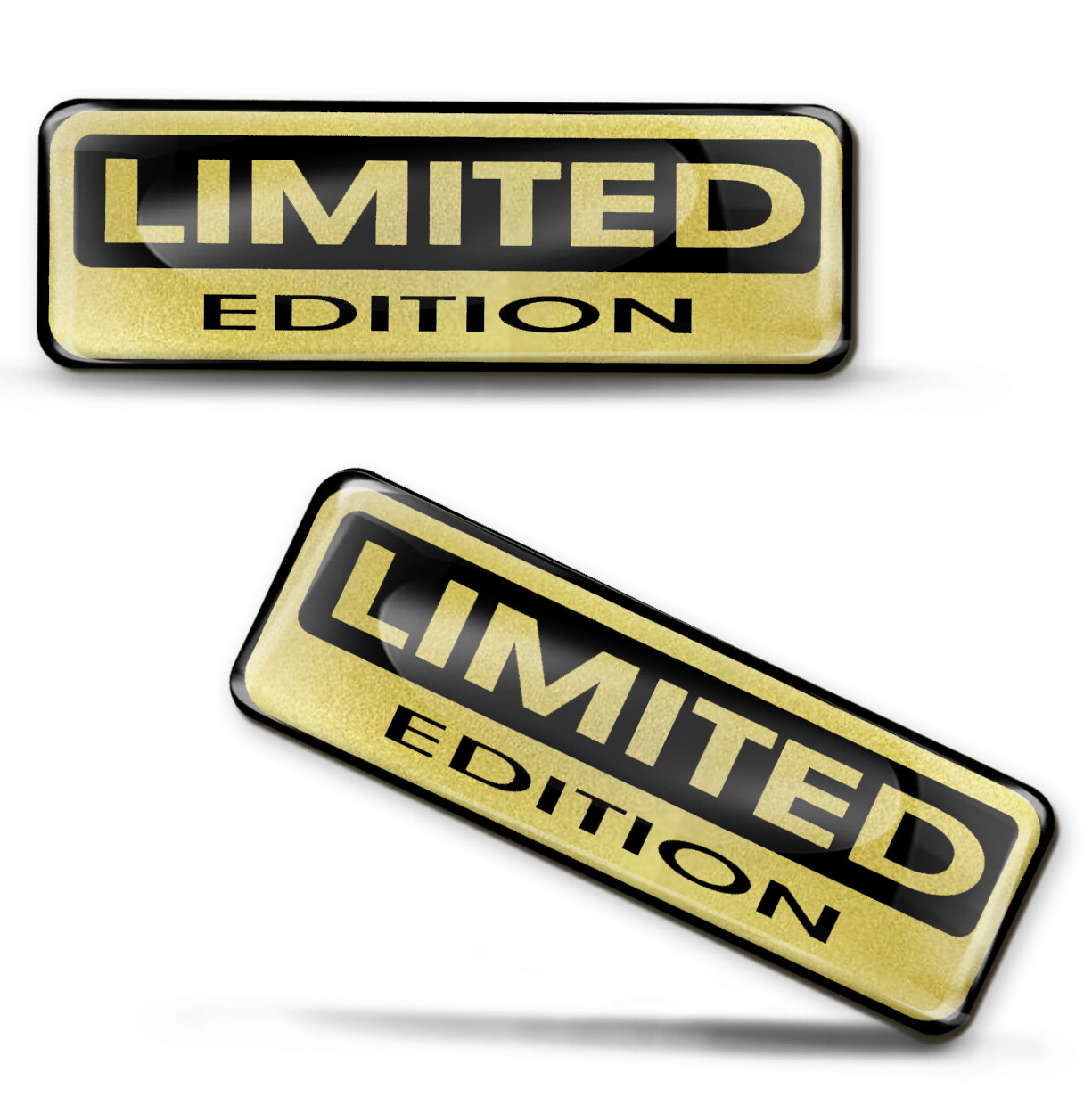 2 x 3D Limited Edition Gold Stickers Domed Decals Logo Car