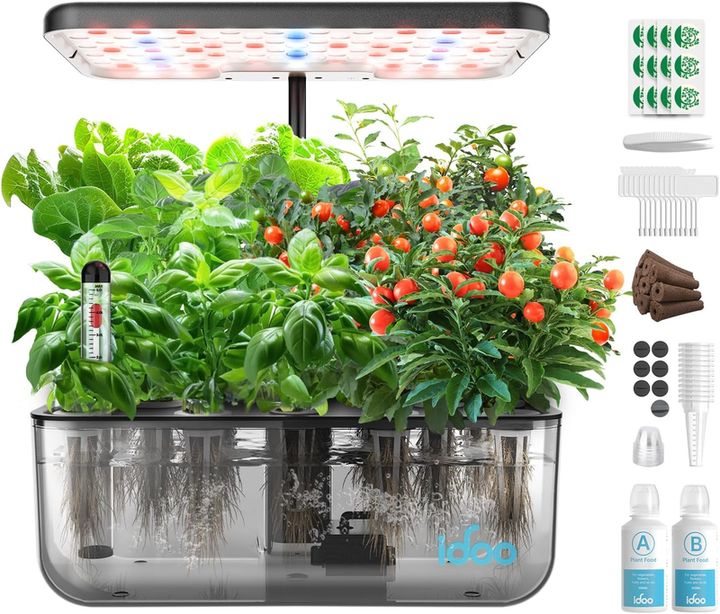 Idoo Hydroponics Growing System with 12 Pods Kit & LED Grow Light