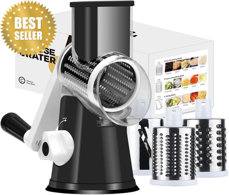 Rotary Cheese Grater, Vegetable Slicer Chopper for Fresh Cheese, Vegetable, Non-