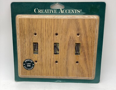 Creative Accents Lighting Plates Triple Toggle Wall Plate - Light Oak - New