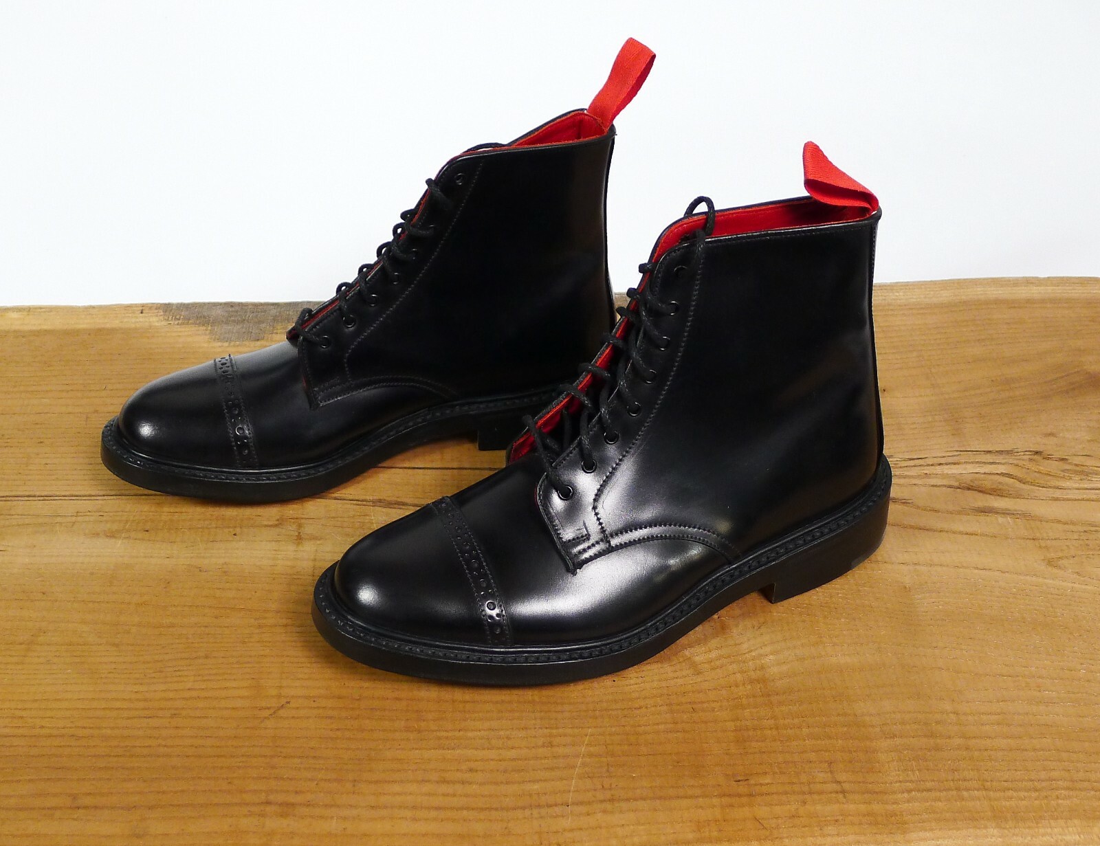 Pre-owned Tricker's Trickers Men's S Black Cordovan Derby Cap Toe Boot (various Uk Sizes)