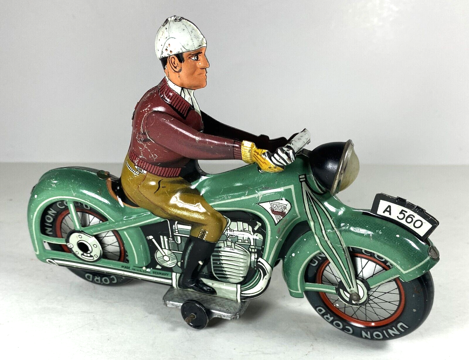 Arnold Touring Tin Litho Windup Motorcycle A560 - U. S. Zone