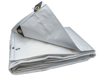 6' x 40' Heavy Duty Waterproof White Tarp- Shade Canopy Boat ATV Woodpile Cover