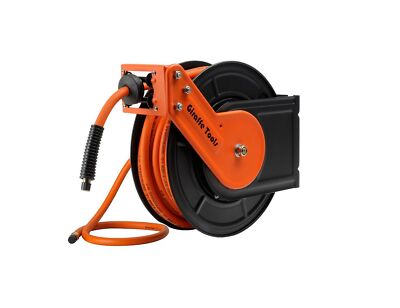 Giraffe Retractable Air Hose Reel Wall Mount with 3/8 in. x 50 FT Hybrid Hose...