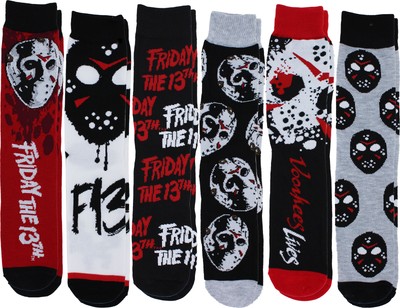 Пятница, 13-е, мужские повседневные носки Jason Voorhees Crew, 6 упаковок, Размер 8-12