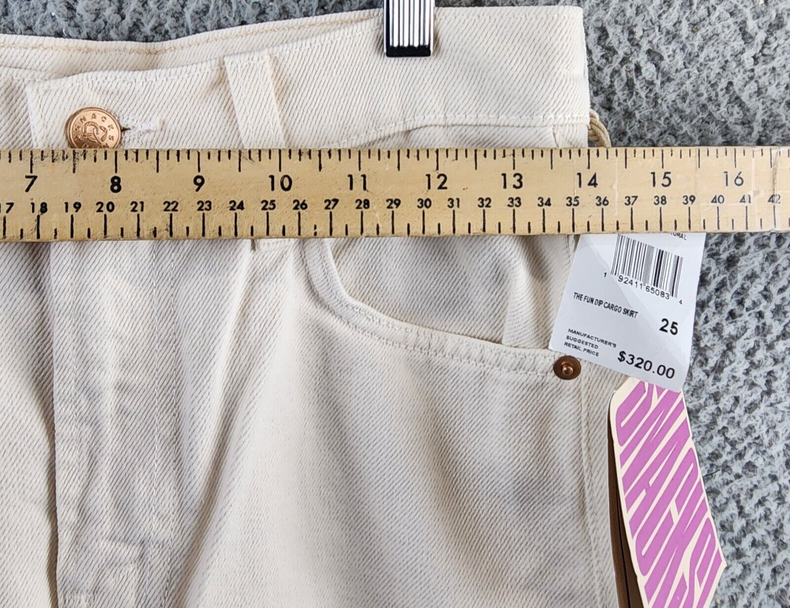 MOTHER The Fun Dip Cargo Maxi Skirt Women's 25 Natural Slit Button Zip Closure - Picture 7 of 15