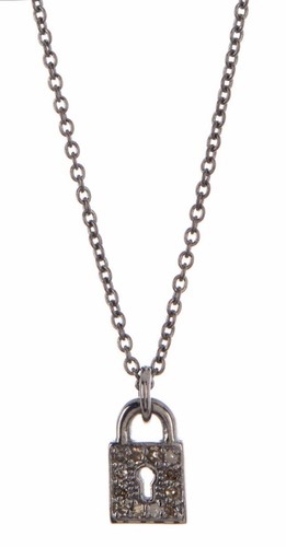 Pre-owned Adornia Mini Lock Diamon Necklace