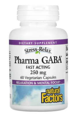 Natural Factors Stress-Relax Pharma GABA, 250 mg, 60 Vegetarian Capsules 03/26
