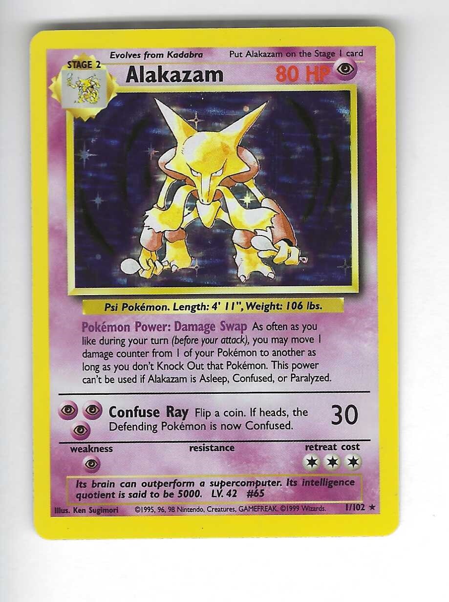 Alakazam 1/102 Holo Rare Base Set Pokemon Card 1999 WOTC | eBay