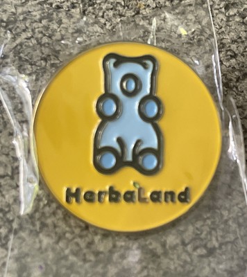 HERBALAND BEAR LOGO LAPEL HAT PIN 1-1/8th  Inch Wide New in Bag