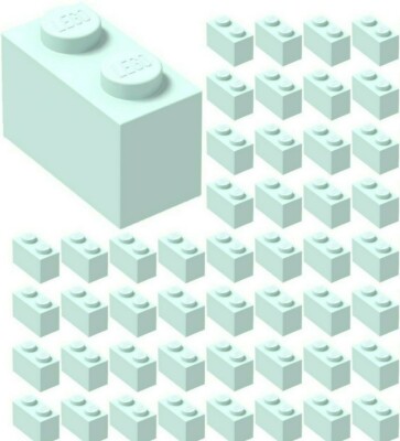  Lego x50 LIGHT AQUA 1x2 Bricks building Part Pieces Bulk Lot #3004 Blue sea 