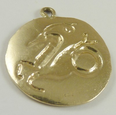 Capricorn Zodiac Heavy Charm Vintage 14K Gold Astrology