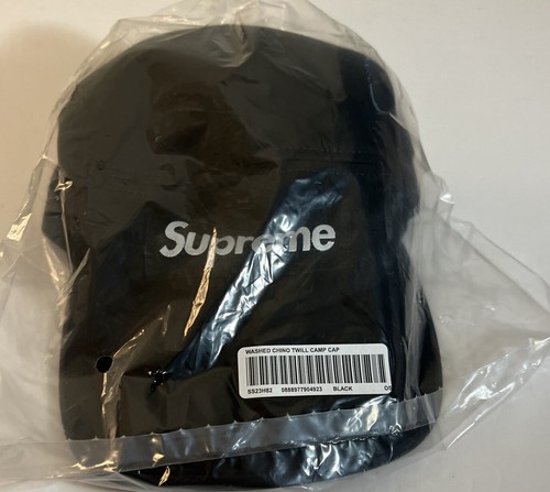 SUPREME WASHED CHINO TWILL CAMP CAP/ BLACK OS SS23 WEEK 1 (100