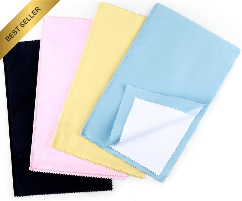 4Pcs Silver Polishing Cloths, 6.3X9.8In Large Soft Reusable Jewelry Cleaning Clo