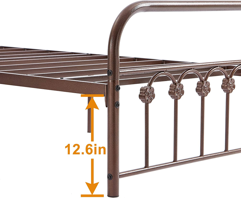 Full Size Metal Platform Bed Frame with Headboard and Footboard, Mattress Founda