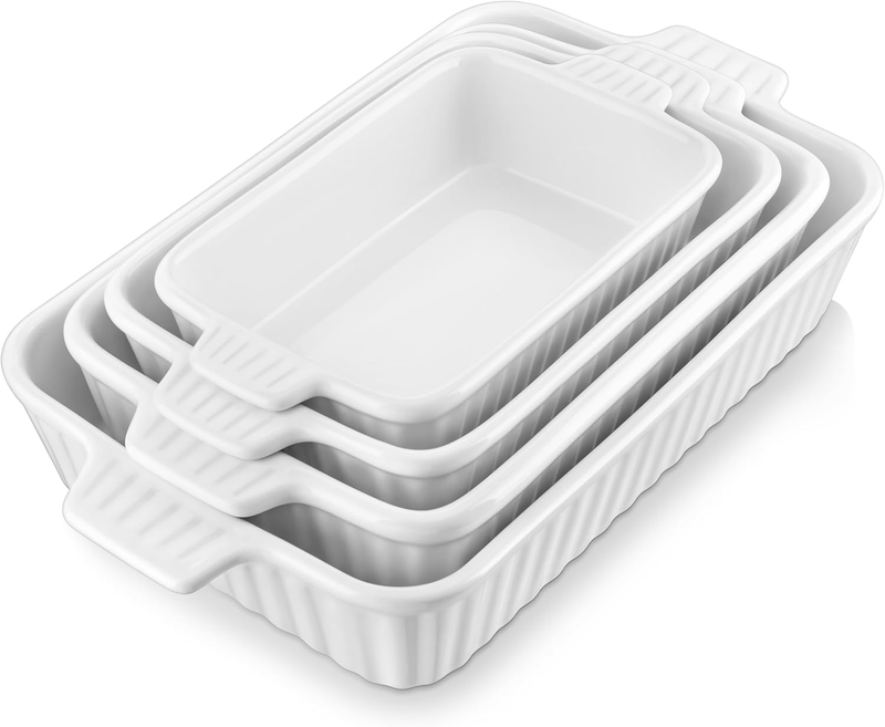 Casserole Dishes for Oven, Porcelain Baking Dishes, Ceramic Bakeware Sets of 4,