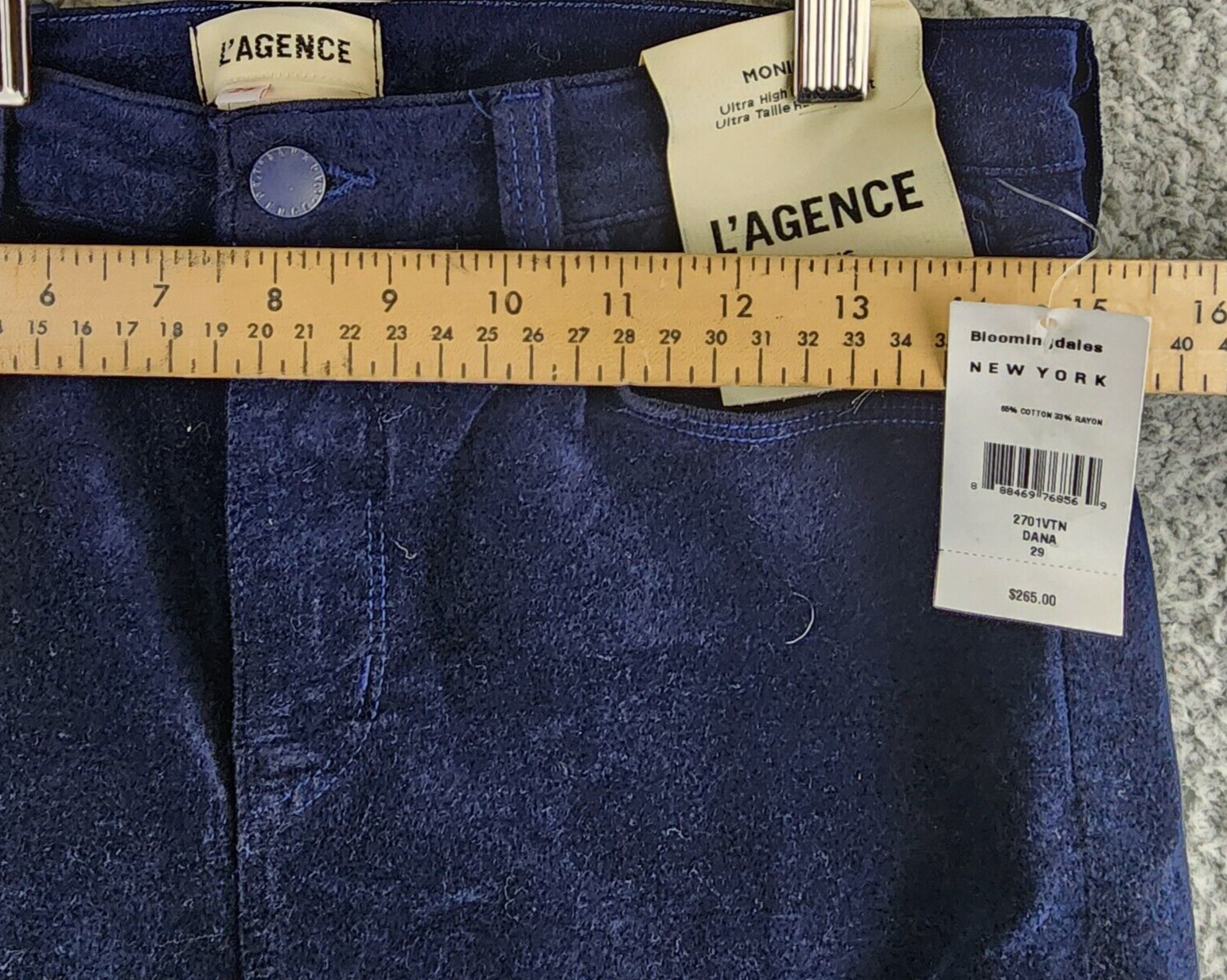 L'AGENCE Monique Ultra High Rise Skinny Jeans Women's 29 Dark Navy Pockets Zip - Picture 7 of 13