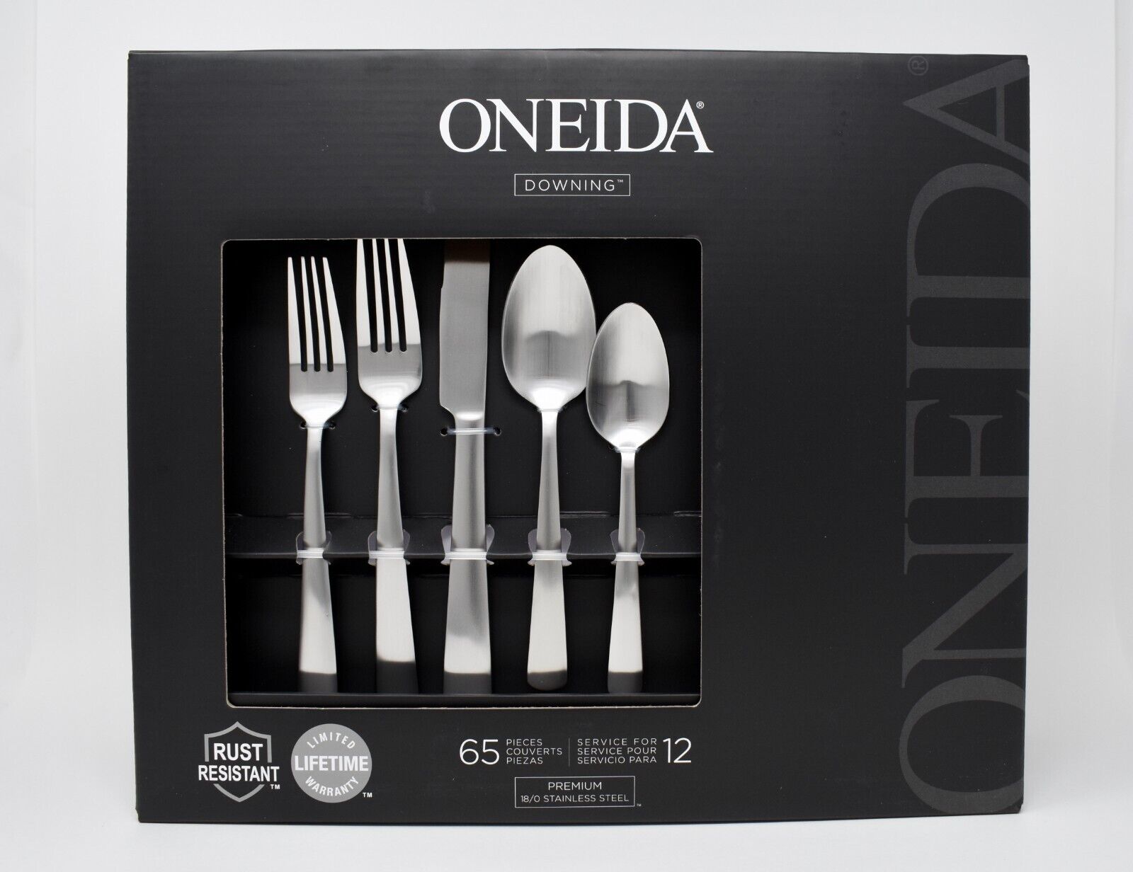 ONEIDA DOWNING 65-Piece Everyday Flatware Set, Service for 1