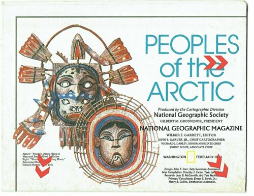 1983 February PEOPLES OF THE ARCTIC National Geographic Map Poster - B (524)