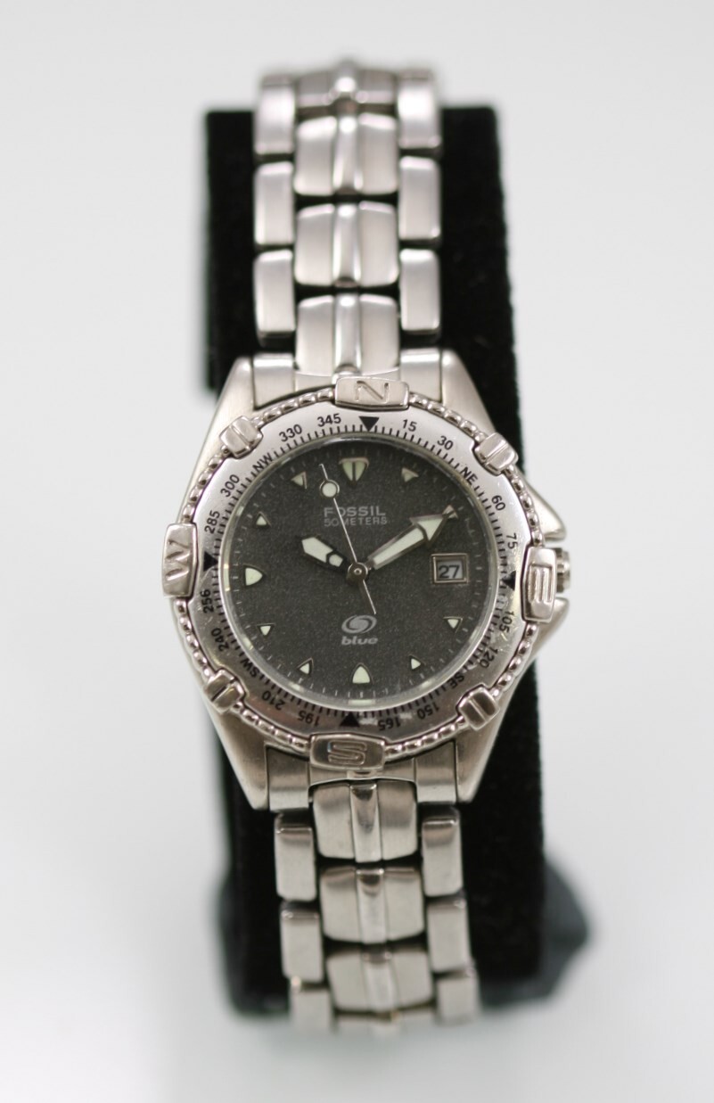 Fossil Blue Women Watch Silver Stainless Steel Water Re 50m