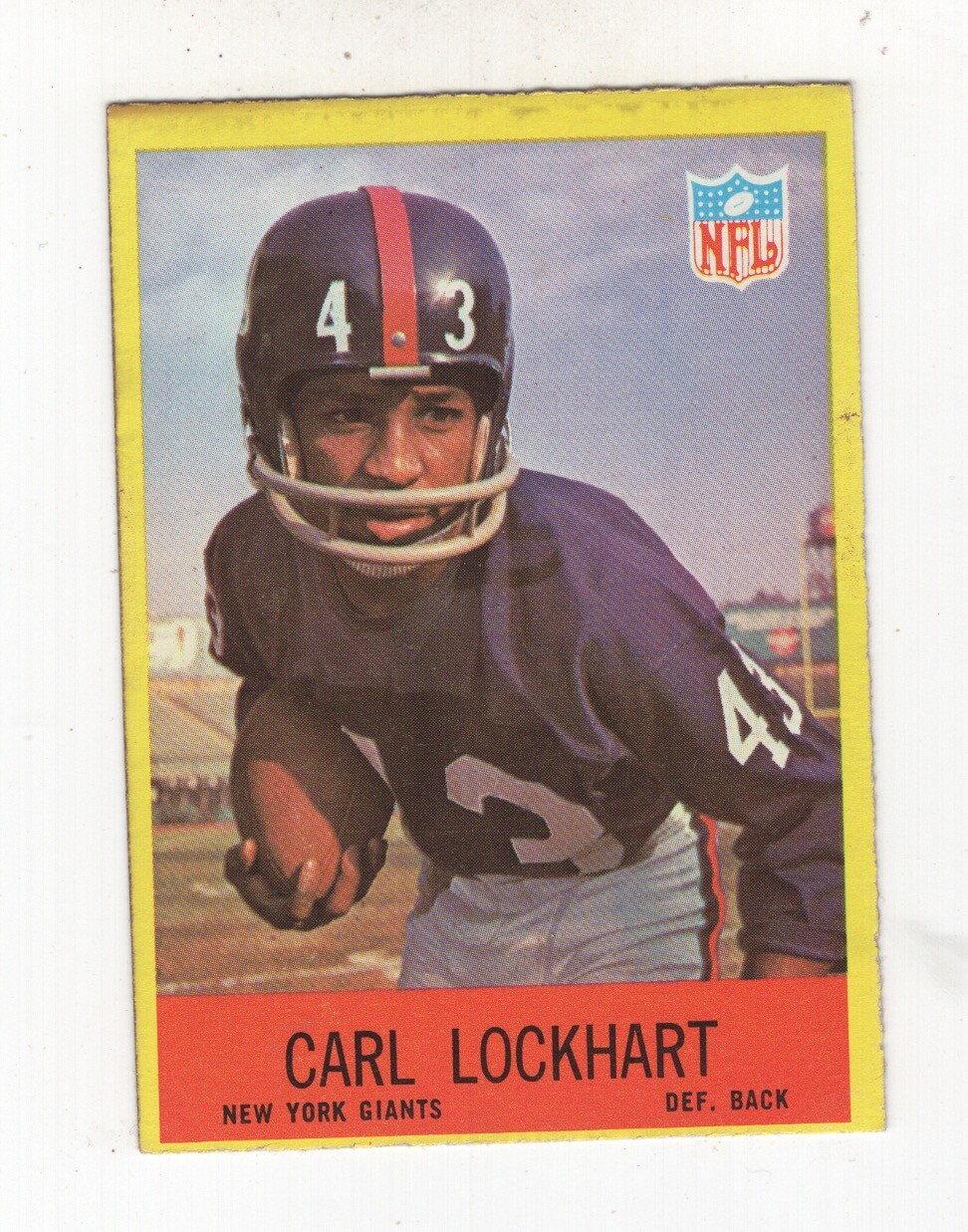 1967 PHILADELPHIA GUM FOOTBALL CARL LOCKHART NEW YORK GIANTS