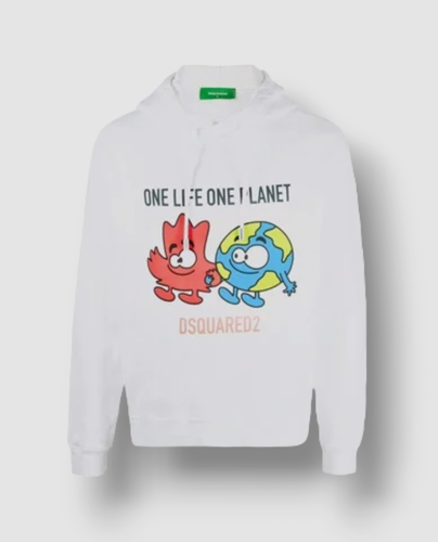 Pre-owned Dsquared2 $735  Men's White Long Sleeve Logo Crewneck Sweater Sweatshirt Size L